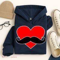 Heart Mustache Funny Valentine's Day Logo Hoodie thumb 4