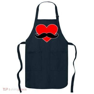 Heart Mustache Funny Valentine's Day Logo Apron