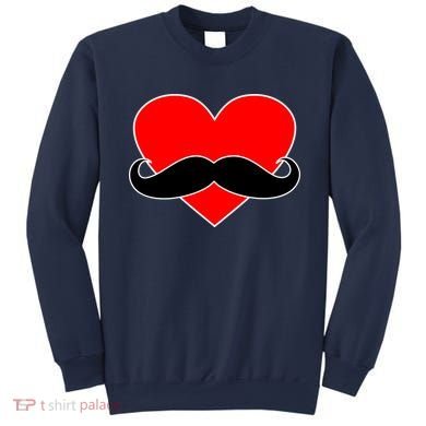 Heart Mustache Funny Valentine's Day Logo Sweatshirt