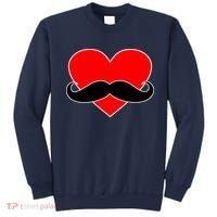 Heart Mustache Funny Valentine's Day Logo Sweatshirt thumb 0