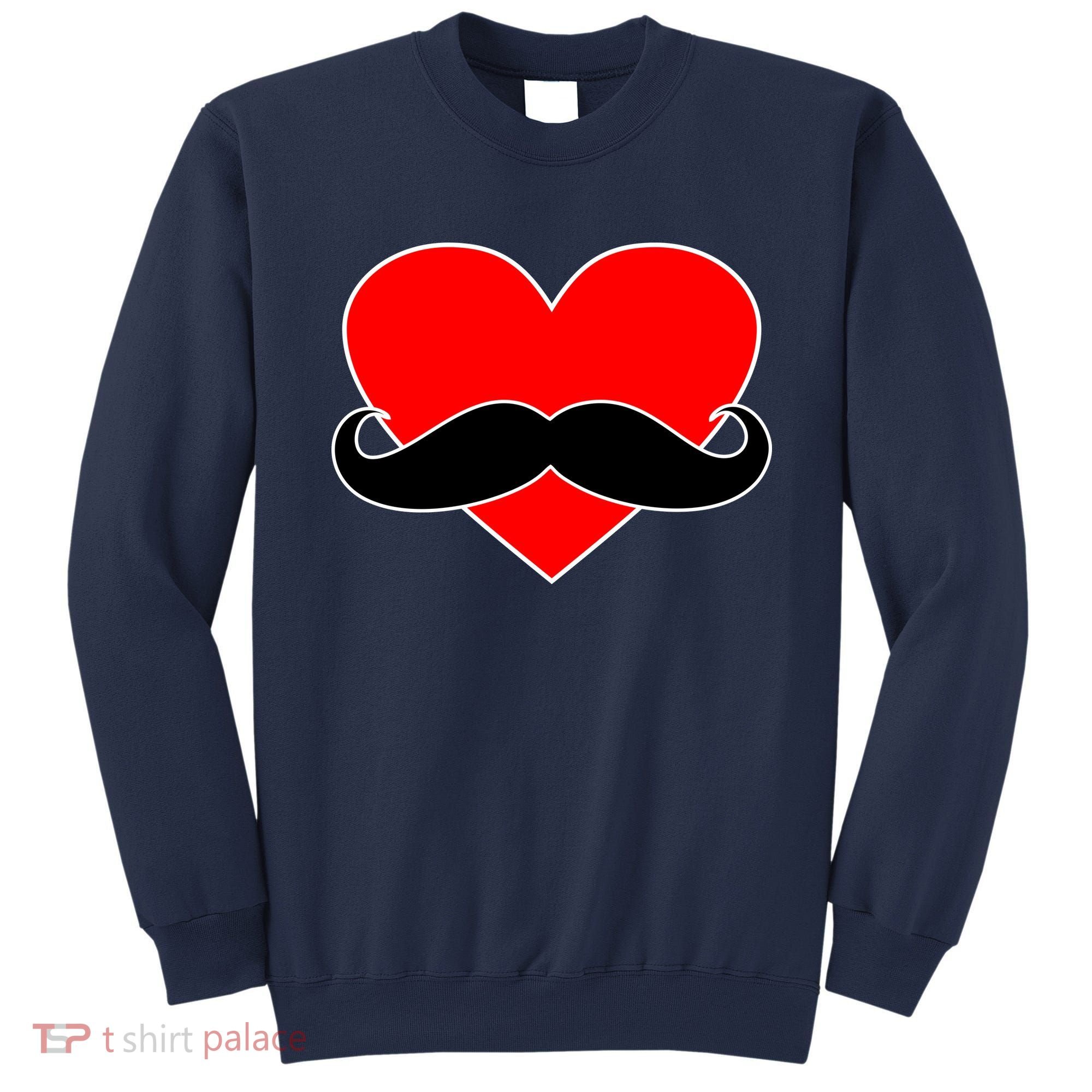 Heart Mustache Funny Valentine's Day Logo Sweatshirt