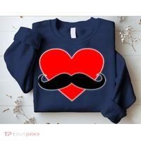 Heart Mustache Funny Valentine's Day Logo Sweatshirt thumb 2