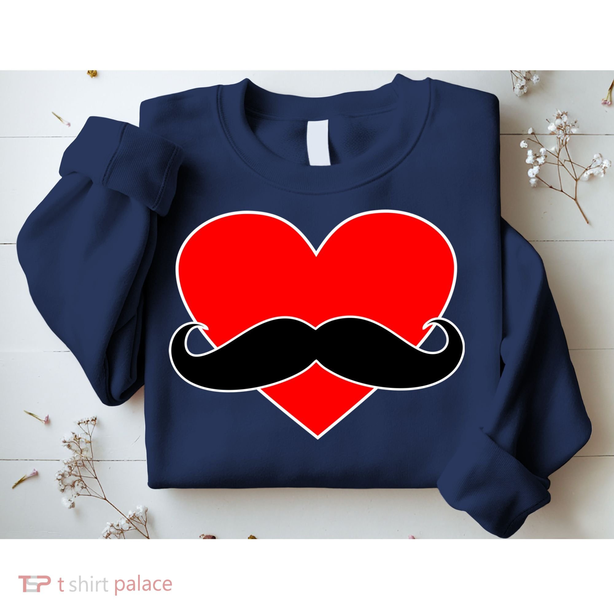Heart Mustache Funny Valentine's Day Logo Sweatshirt