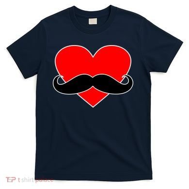 Heart Mustache Funny Valentine's Day Logo T-Shirt