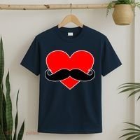 Heart Mustache Funny Valentine's Day Logo T-Shirt thumb 2