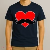 Heart Mustache Funny Valentine's Day Logo T-Shirt thumb 3