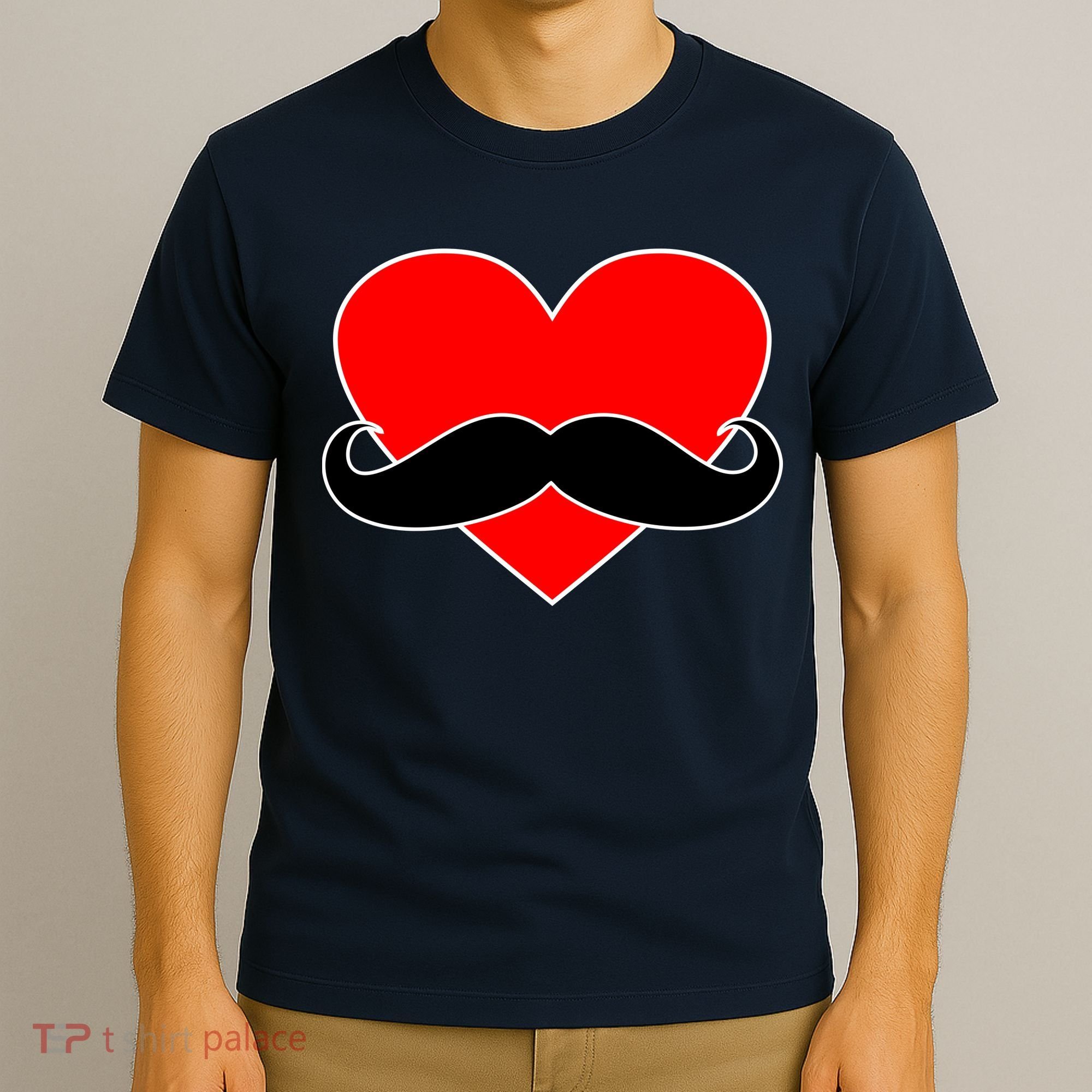 Heart Mustache Funny Valentine's Day Logo T-Shirt