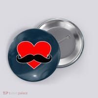 Heart Mustache Funny Valentine's Day Logo Button thumb 0