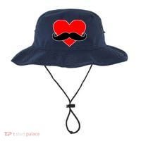 Heart Mustache Funny Valentine's Day Logo Bucket Hat thumb 0