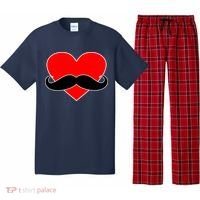 Heart Mustache Funny Valentine's Day Logo Pajama Set thumb 0