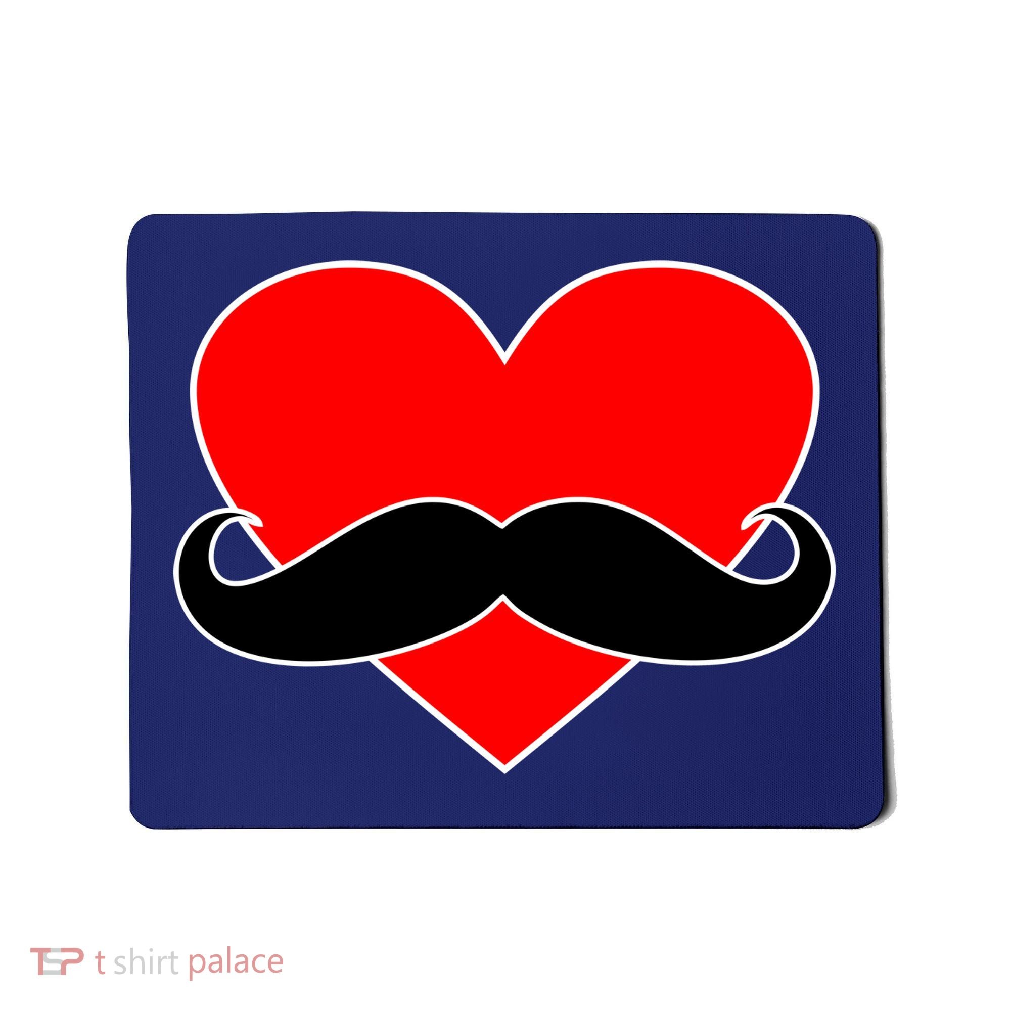 Heart Mustache Funny Valentine's Day Logo Mousepad
