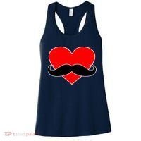 Heart Mustache Funny Valentine's Day Logo Women's Tank Top thumb 0