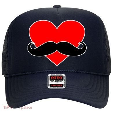 Heart Mustache Funny Valentine's Day Logo Hat