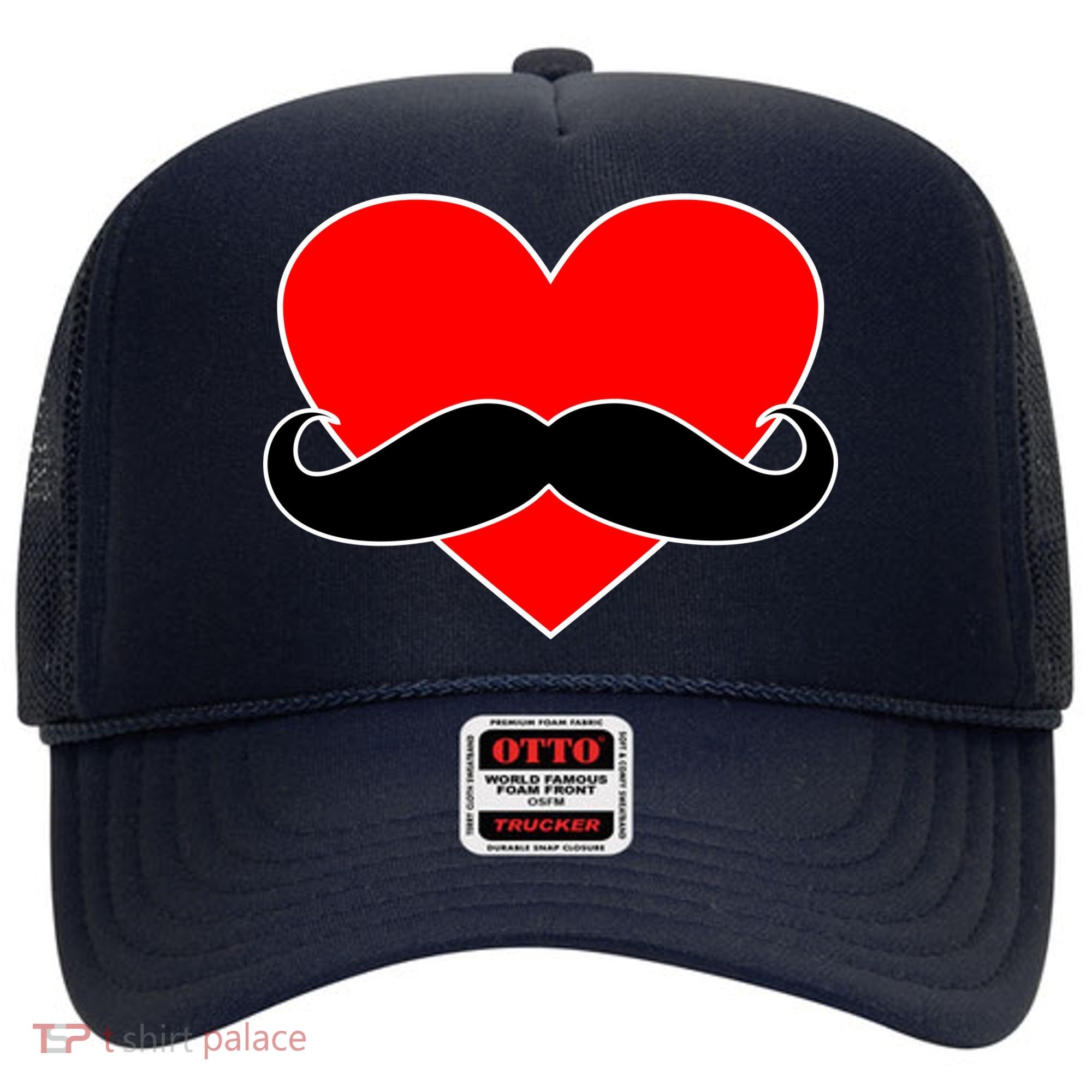 Heart Mustache Funny Valentine's Day Logo Hat