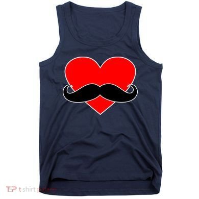 Heart Mustache Funny Valentine's Day Logo Tank Top