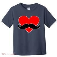 Heart Mustache Funny Valentine's Day Logo Toddler T-Shirt thumb 0