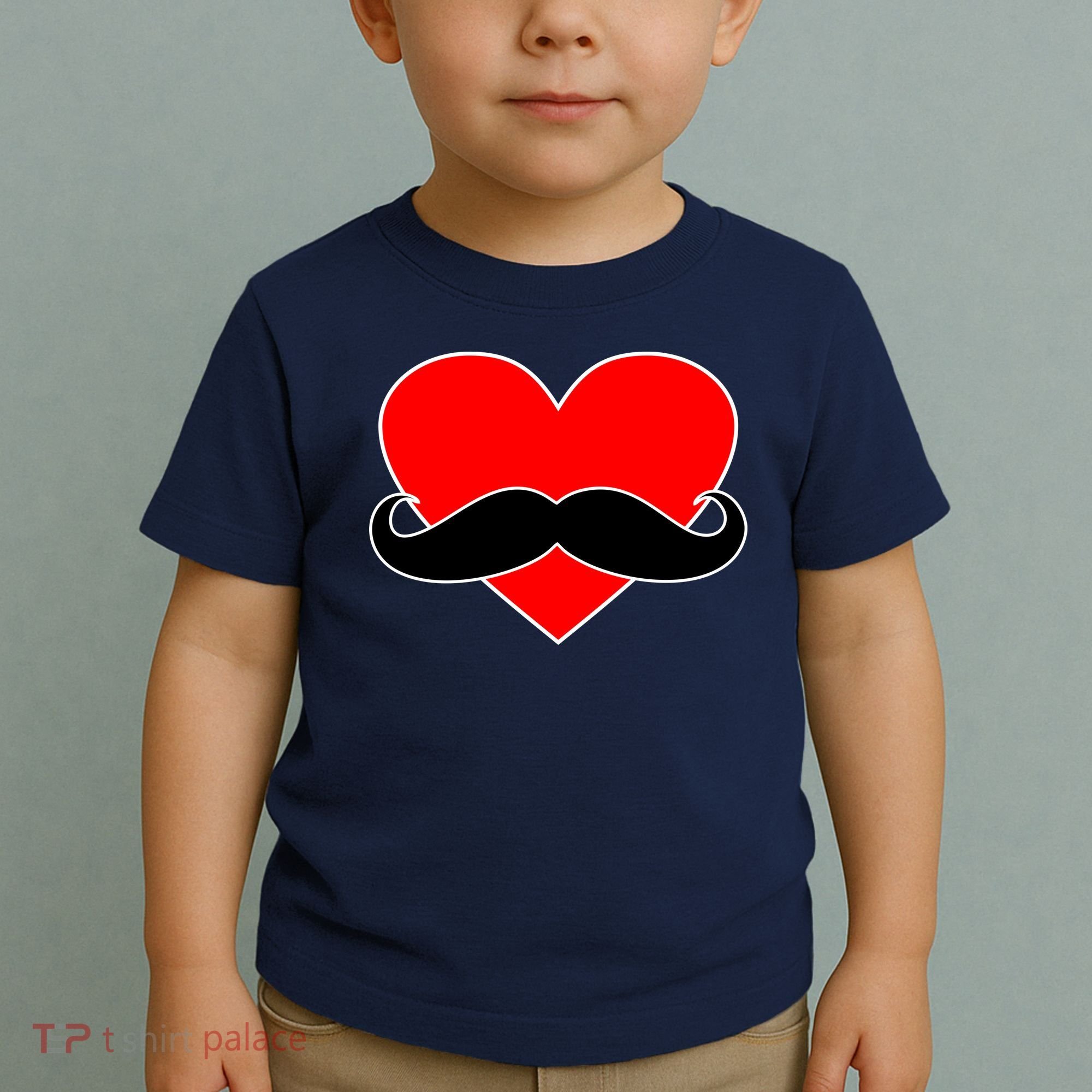 Heart Mustache Funny Valentine's Day Logo Toddler T-Shirt