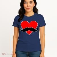 Heart Mustache Funny Valentine's Day Logo Women's T-Shirt thumb 4