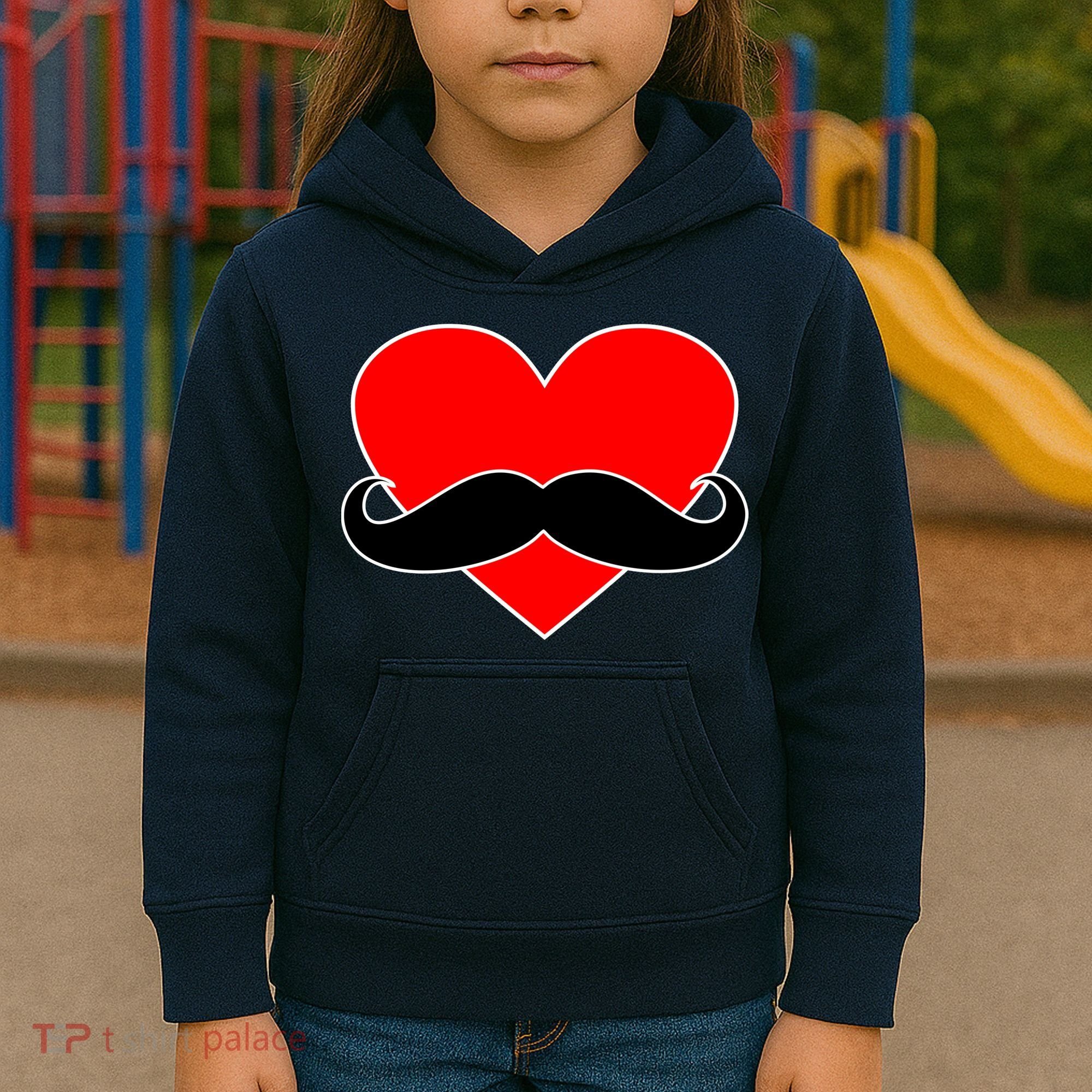 Heart Mustache Funny Valentine's Day Logo Kids Hoodie