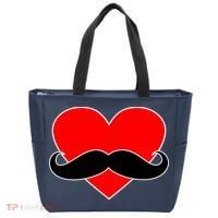 Heart Mustache Funny Valentine's Day Logo Tote Bag thumb 0