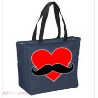 Heart Mustache Funny Valentine's Day Logo Tote Bag thumb 2