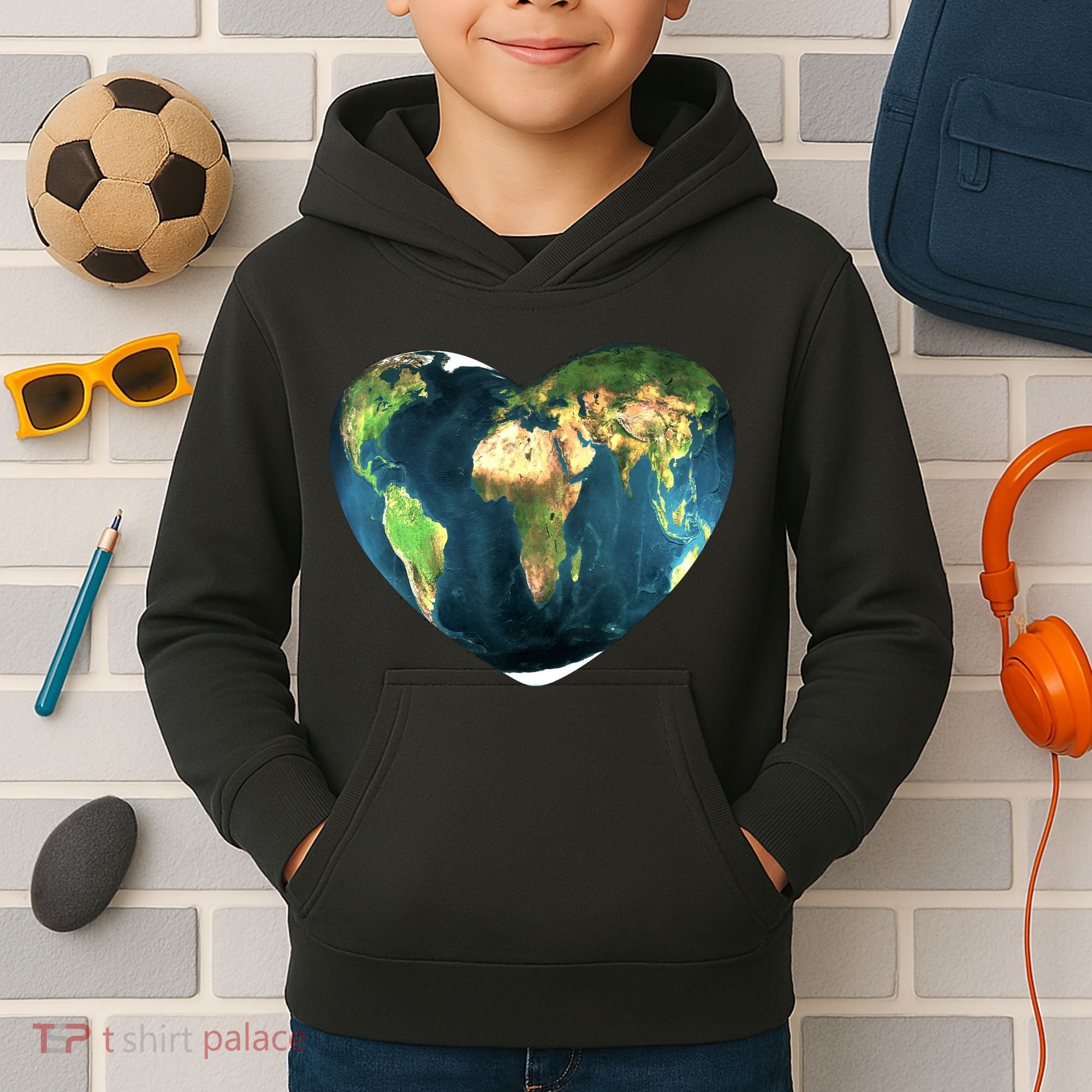 Heart Of The World Love Earth Kids Hoodie
