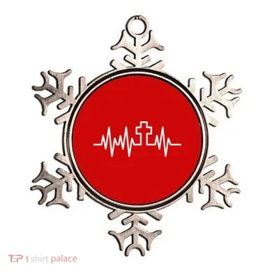 Heartbeat Cross Ornament