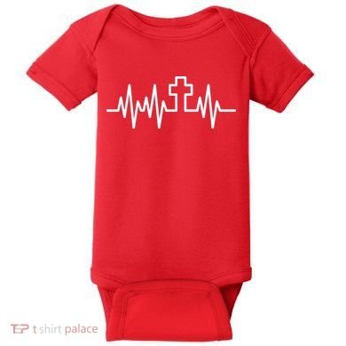 Heartbeat Cross Baby Bodysuit