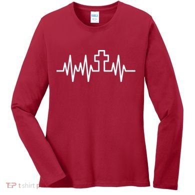 Heartbeat Cross Women's Long Sleeve Shirt