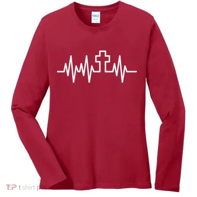 Heartbeat Cross Women's Long Sleeve Shirt