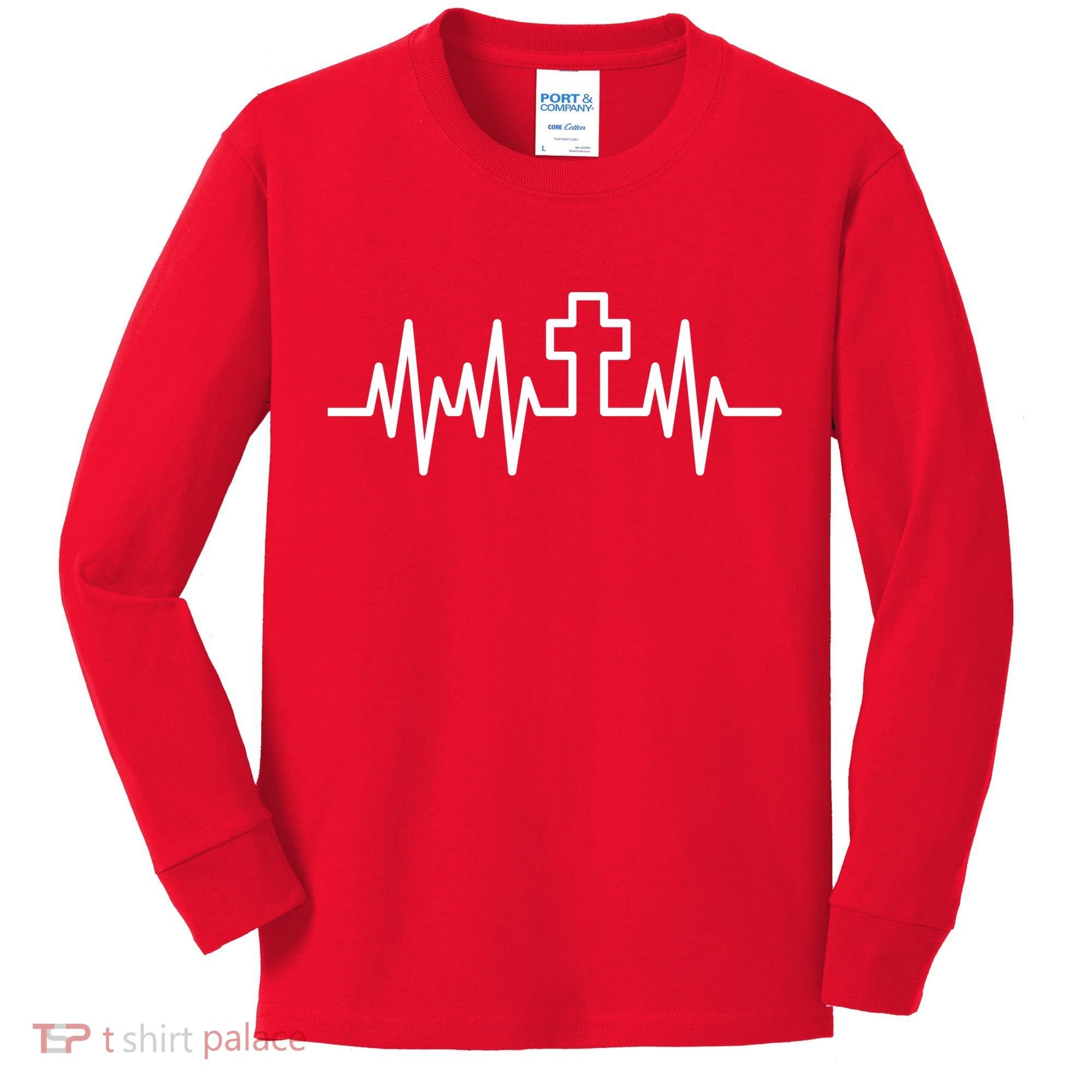 Heartbeat Cross Kids Long Sleeve Shirt