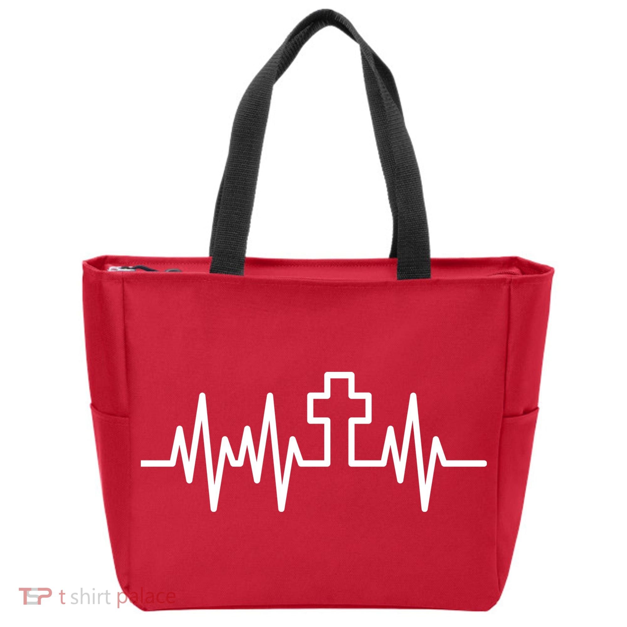 Heartbeat Cross Tote Bag