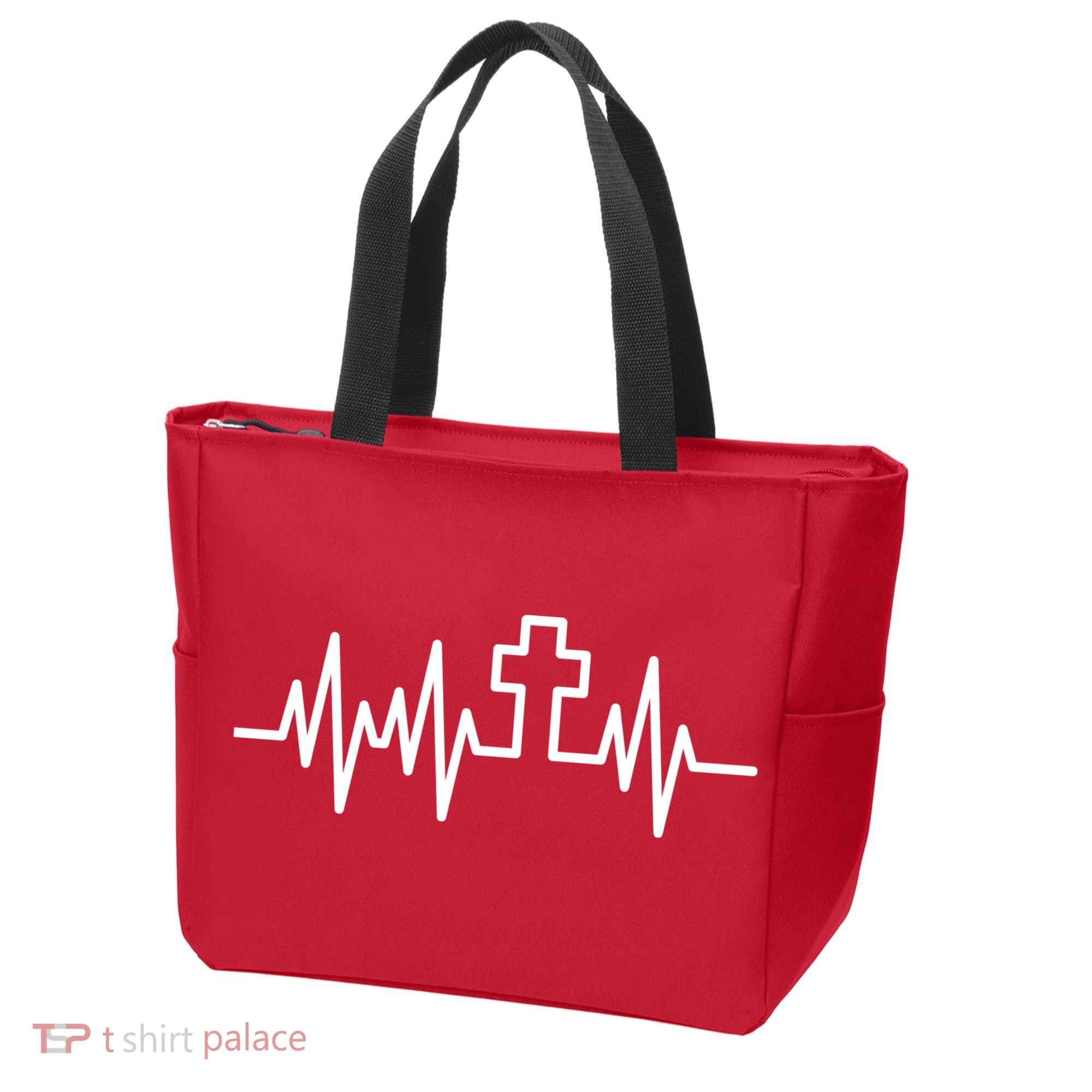 Heartbeat Cross Tote Bag