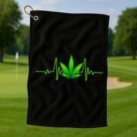 Heartbeat Weed Pulse Golf Towel thumb 1