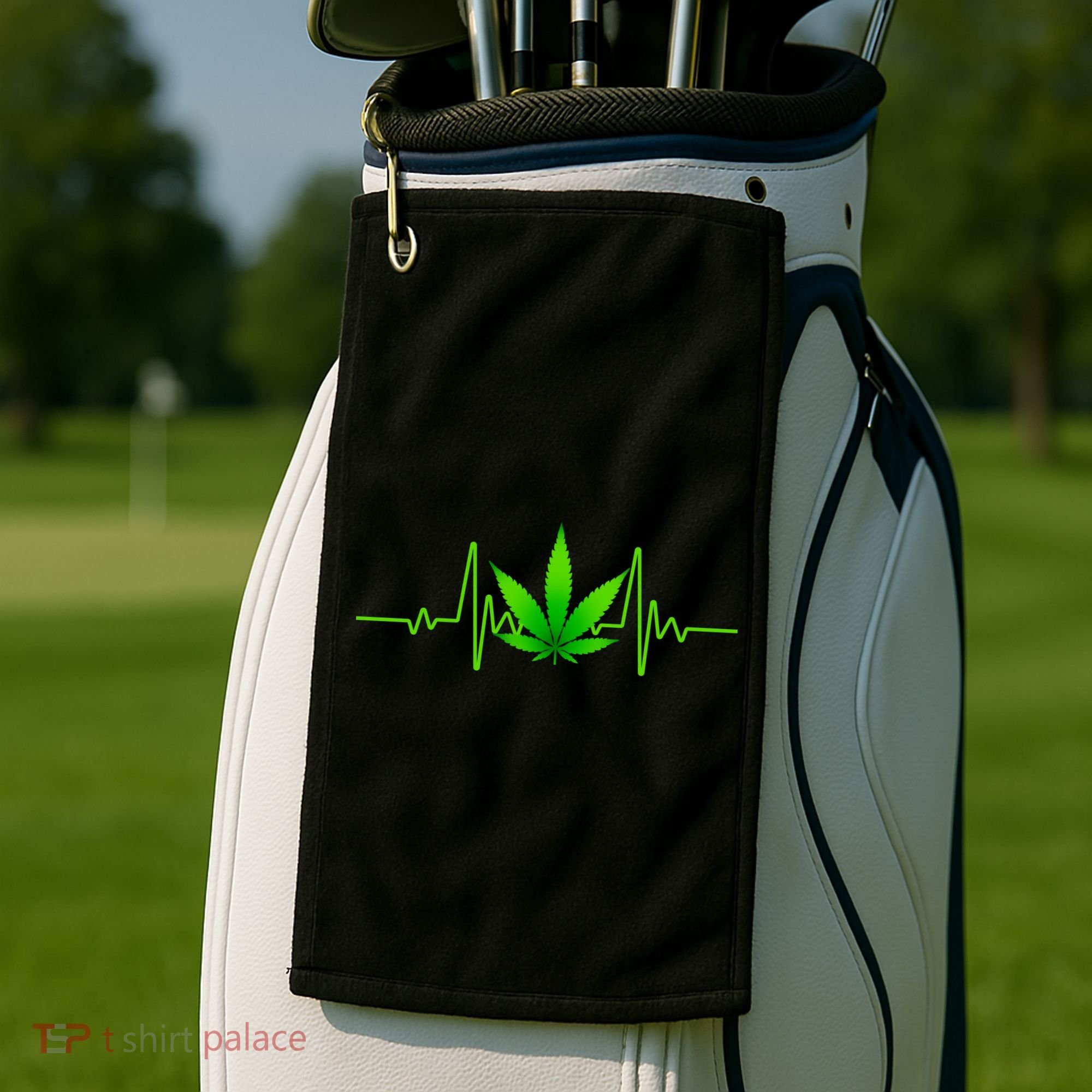 Heartbeat Weed Pulse Golf Towel