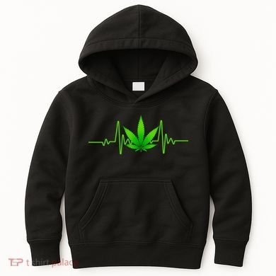 Heartbeat Weed Pulse Kids Hoodie