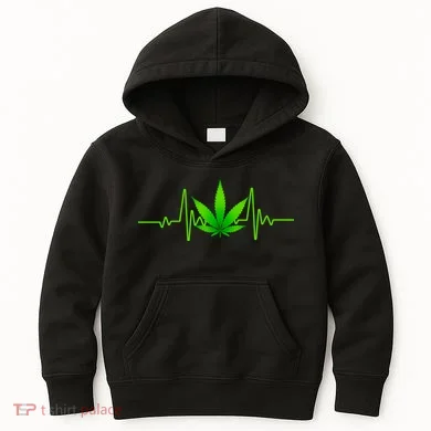 Heartbeat Weed Pulse Kids Hoodie