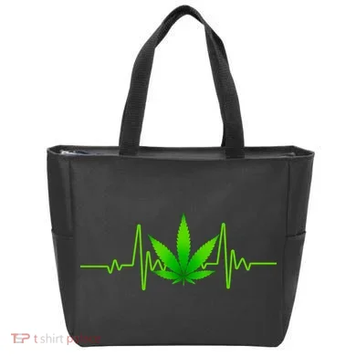 Heartbeat Weed Pulse Tote Bag