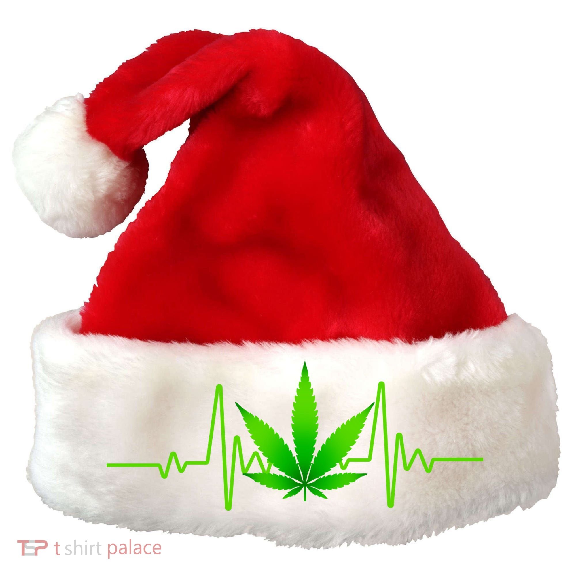 Heartbeat Weed Pulse Santa Hat
