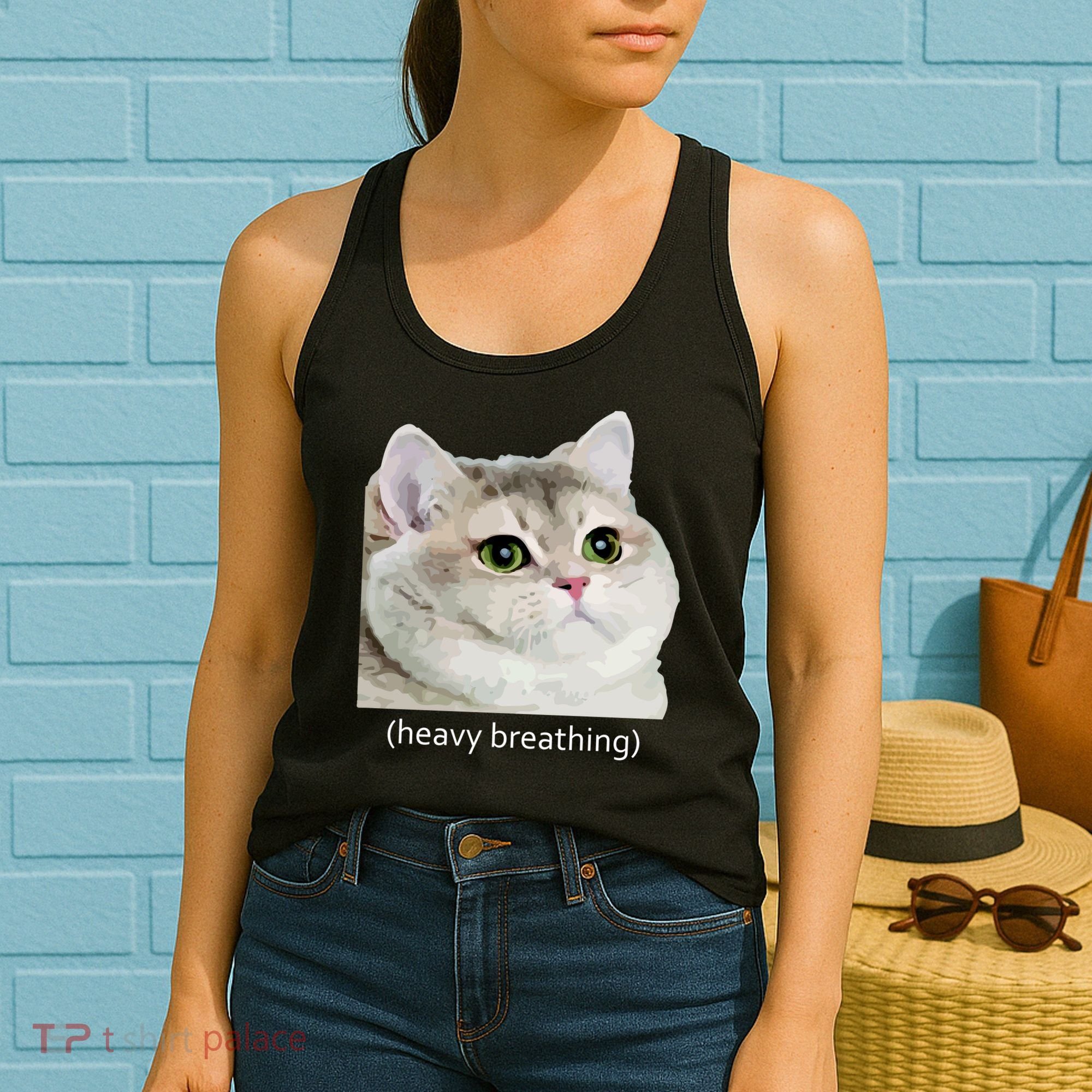 Heavy Breathing Cat Women's Tank Top