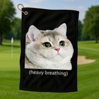 Heavy Breathing Cat Golf Towel thumb 1
