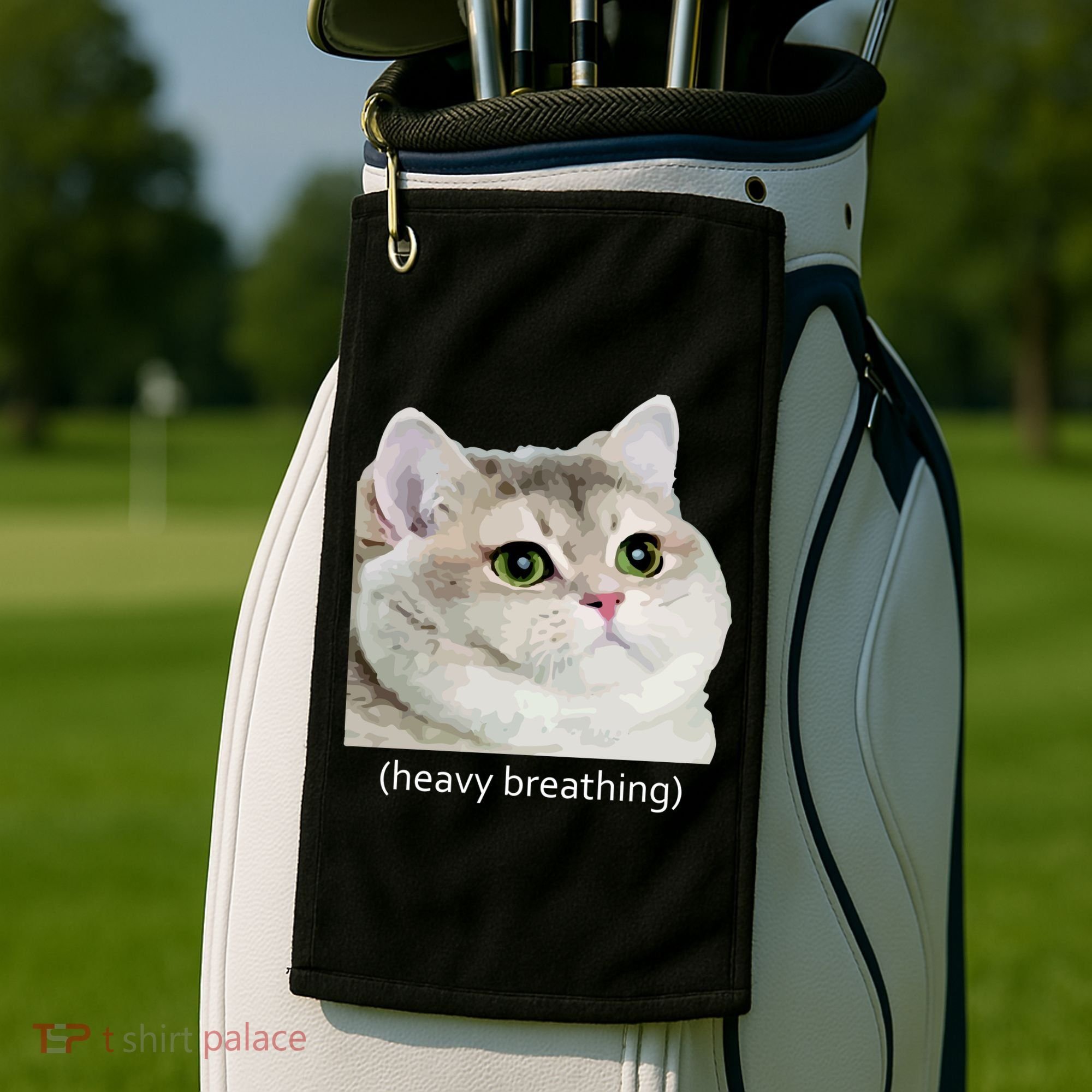 Heavy Breathing Cat Golf Towel