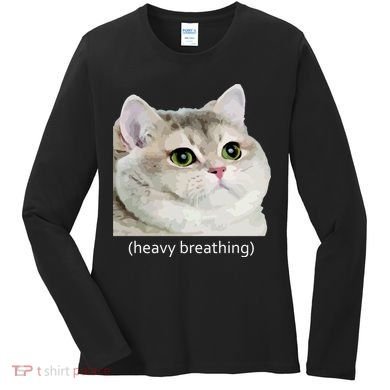 Heavy Breathing Cat Women's Long Sleeve Shirt