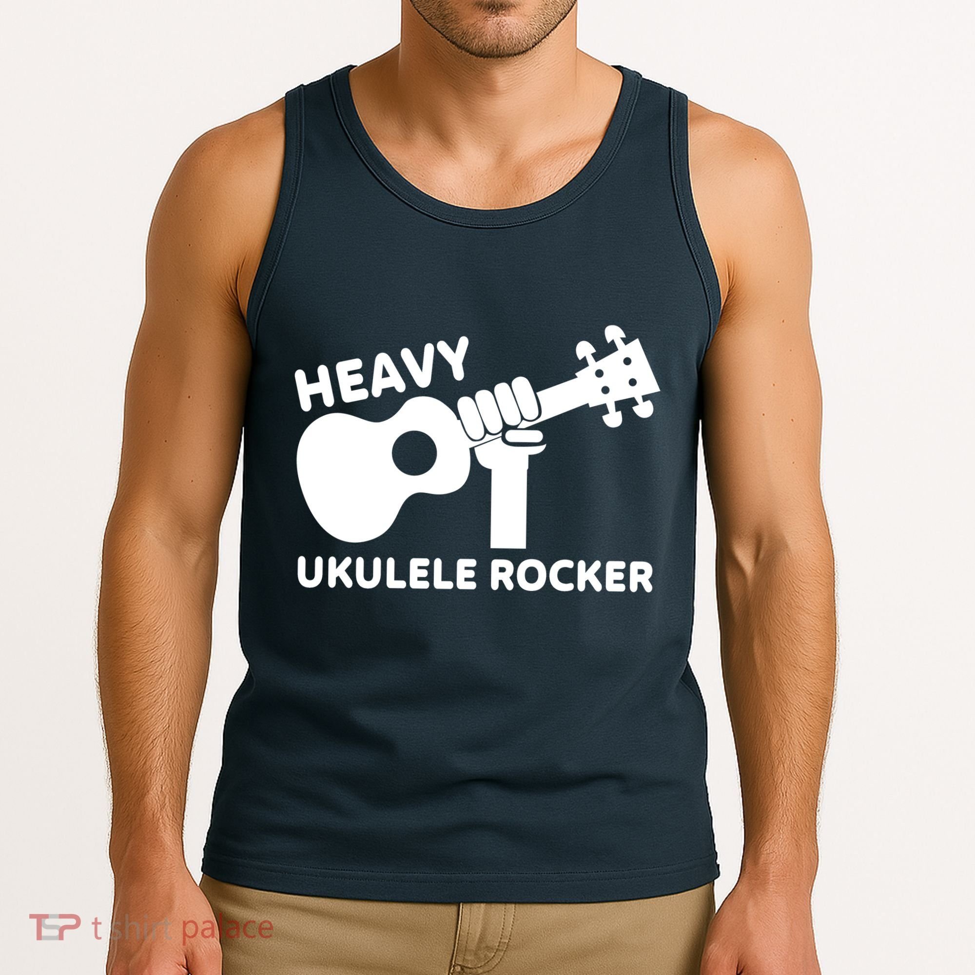 Heavy Ukulele Rocker Musical Instrument Acoustic Guitar Tank Top