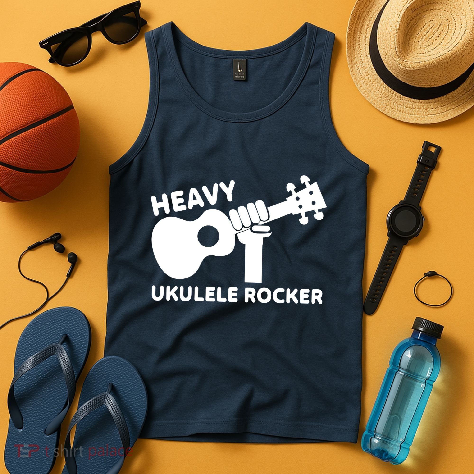 Heavy Ukulele Rocker Musical Instrument Acoustic Guitar Tank Top