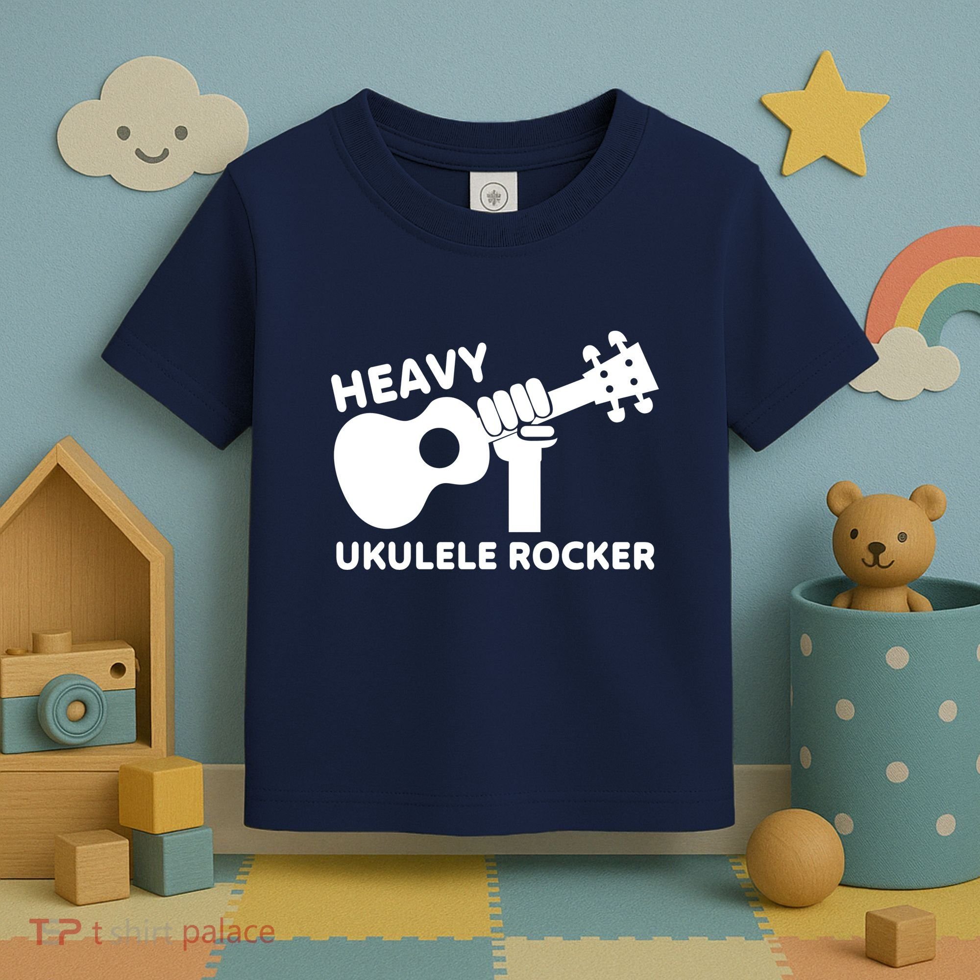 Heavy Ukulele Rocker Musical Instrument Acoustic Guitar Toddler T-Shirt
