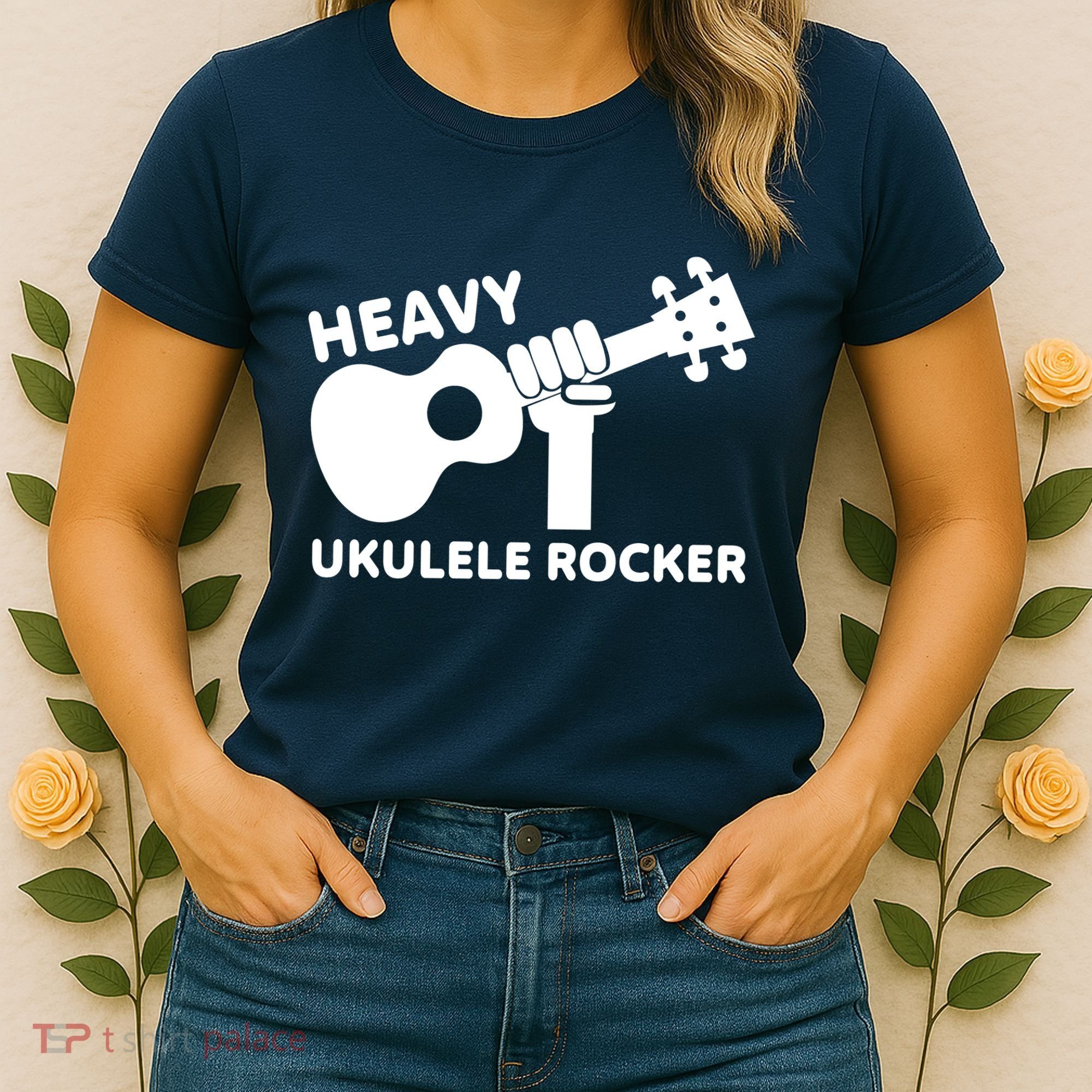 Heavy Ukulele Rocker Musical Instrument Acoustic Guitar Women's T-Shirt