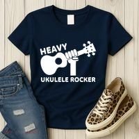Heavy Ukulele Rocker Musical Instrument Acoustic Guitar Women's T-Shirt thumb 3