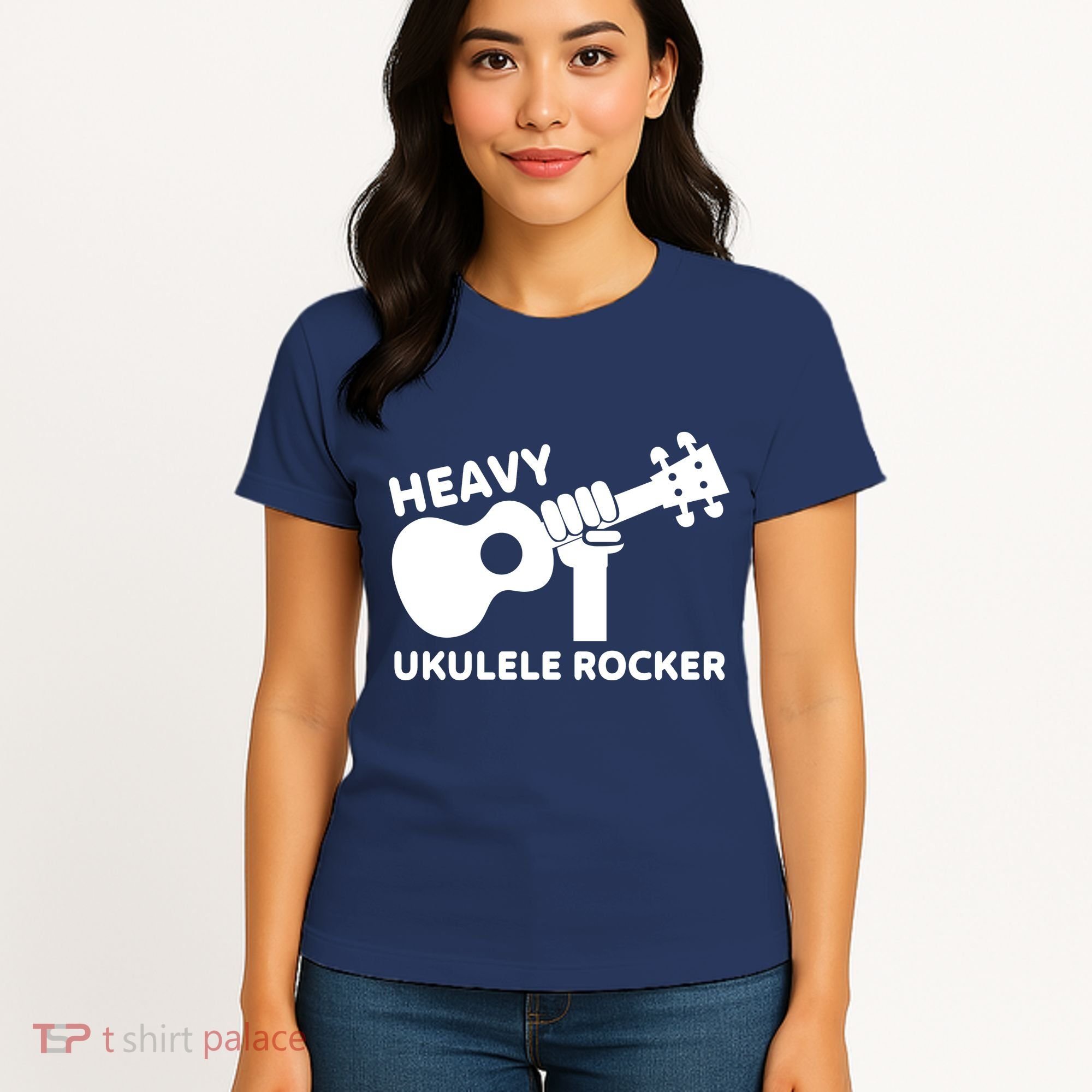 Heavy Ukulele Rocker Musical Instrument Acoustic Guitar Women's T-Shirt