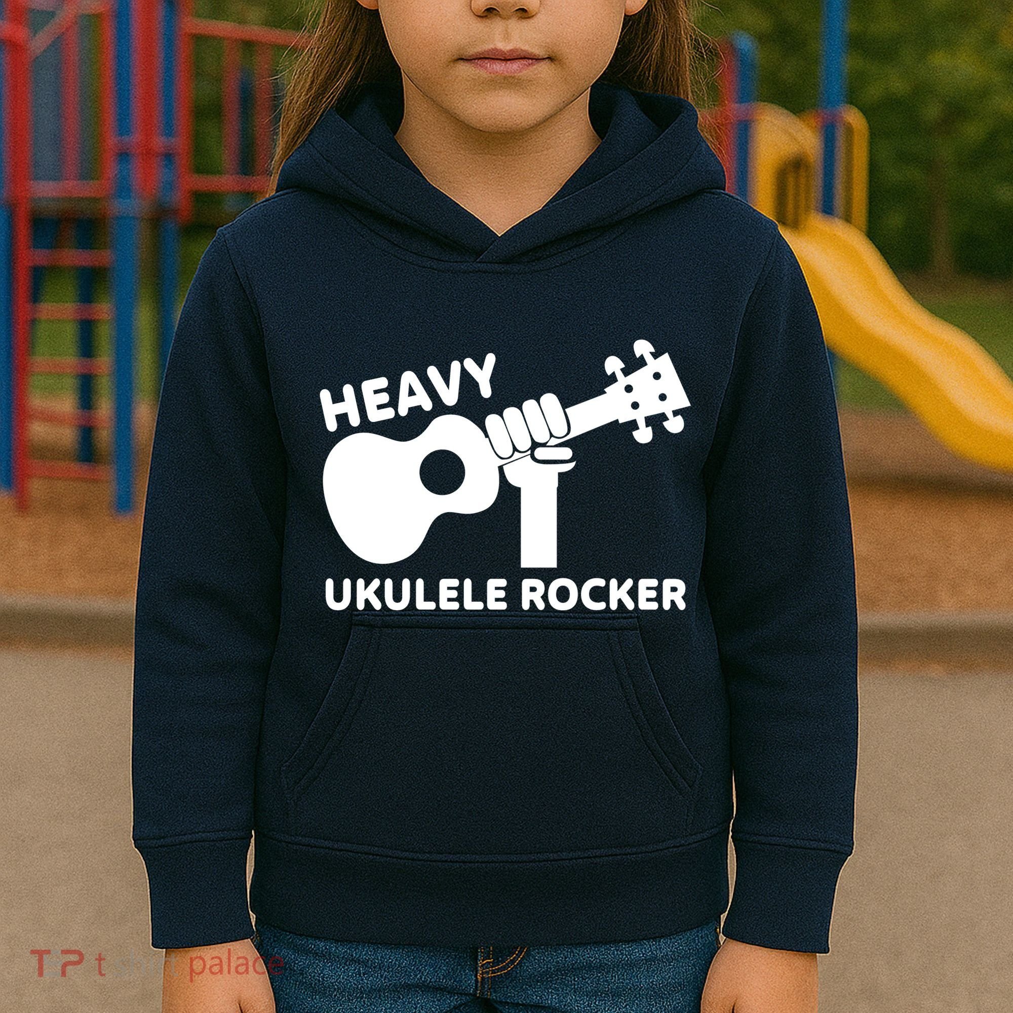 Heavy Ukulele Rocker Musical Instrument Acoustic Guitar Kids Hoodie